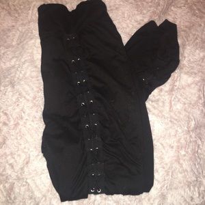 Lace up black high waist leggings